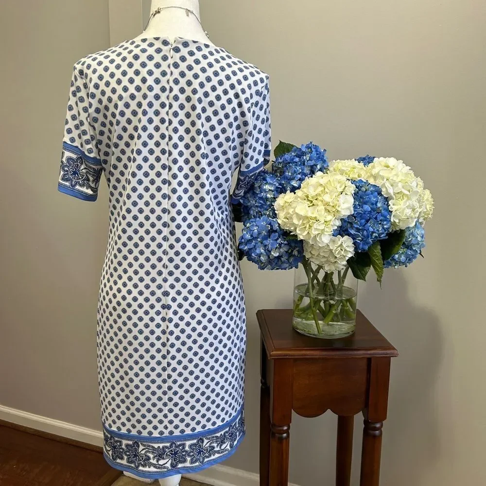 Michael Kors Blue and White Sheath Dress